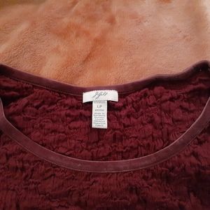 J. JILL Burgundy Velvet crewneck collar cotton to